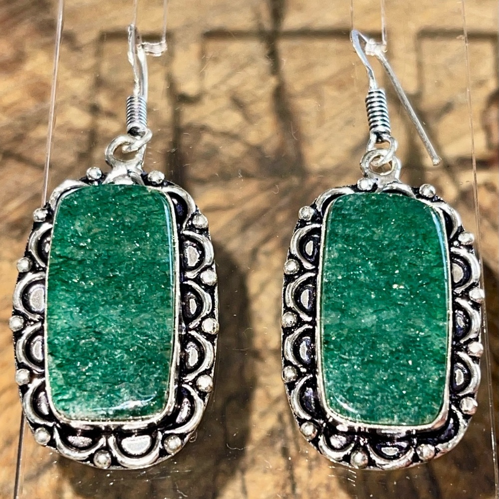 Green Aventurine Earrings 2”